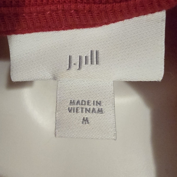 J. Jill Stylish Red V-Neck Sweater with Button Accent On Cuff - Picture 2 of 6